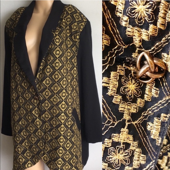 *HOST PICK* 90’s Black Gold Blazer 2X - Picture 1 of 7
